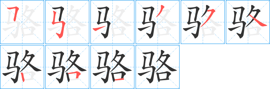 骆的笔顺分步演示